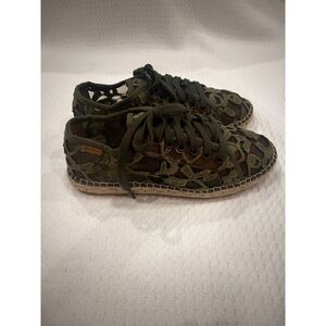 Toni Pons Olive Green Lace Espadrille Euro-Summer Boho Sneakers Size 37 US 6.5